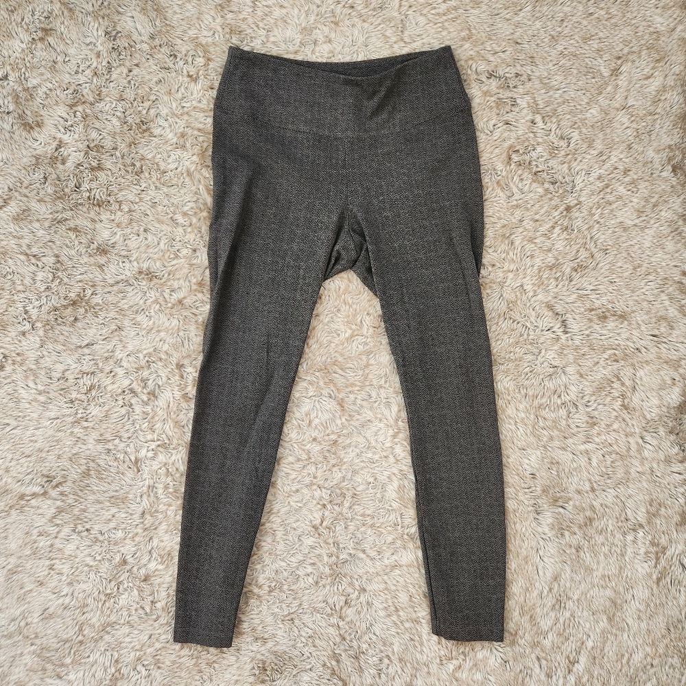 White House Black Market Gray Plaid Runway Leggings Women's Size 12